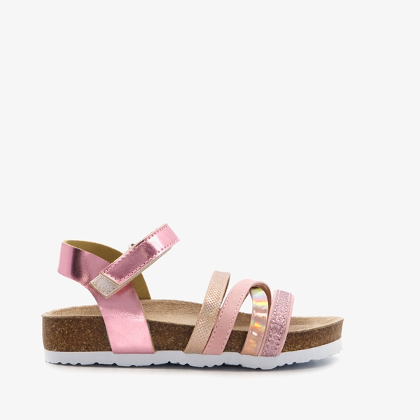 Meisjes bio sandalen met roze metallic details