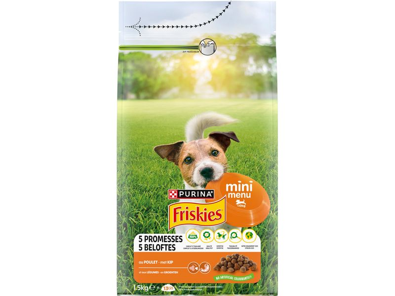 Purina Friskies Mini Menu mit Huhn und Gemüse 1.5 kg Alleinfuttermittel für kleine, ausgewachsene Hunde