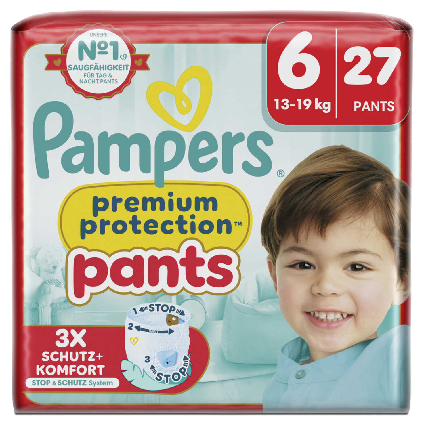 Pampers Premium Protection Pants Grösse 6 Extra Large 13-19kg 27 Stück