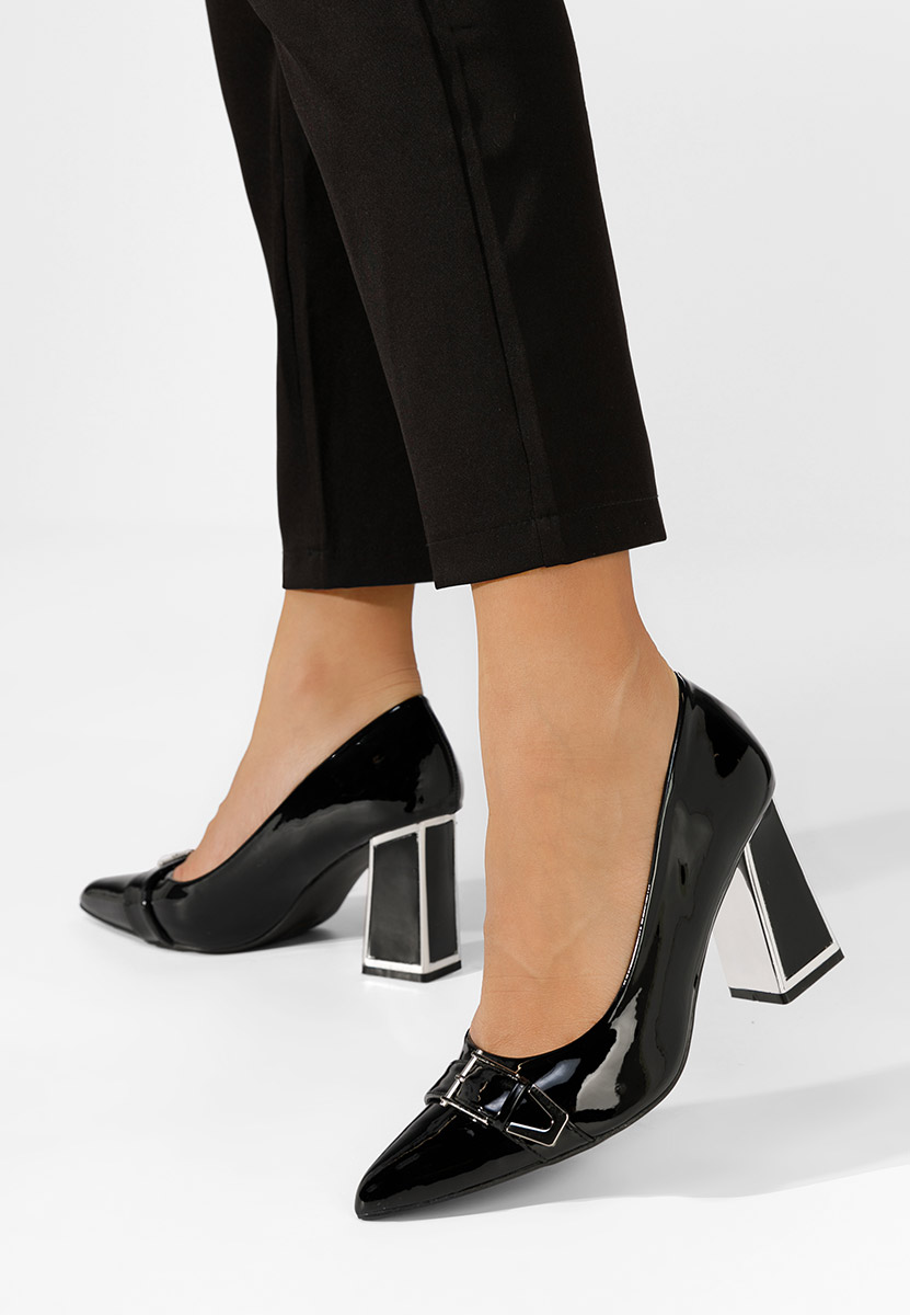 Chaussures à talon épais noirs Prema