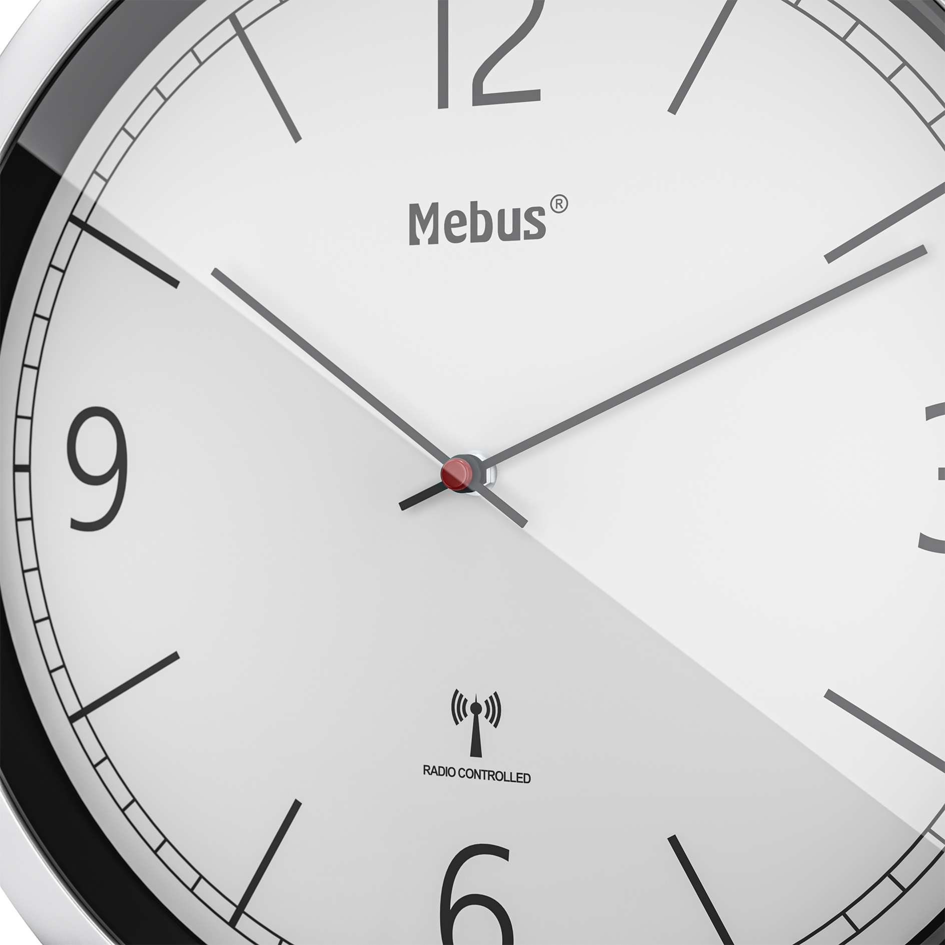 MEBUS Funk-Wanduhr - silber-grau - Ø 25 cm