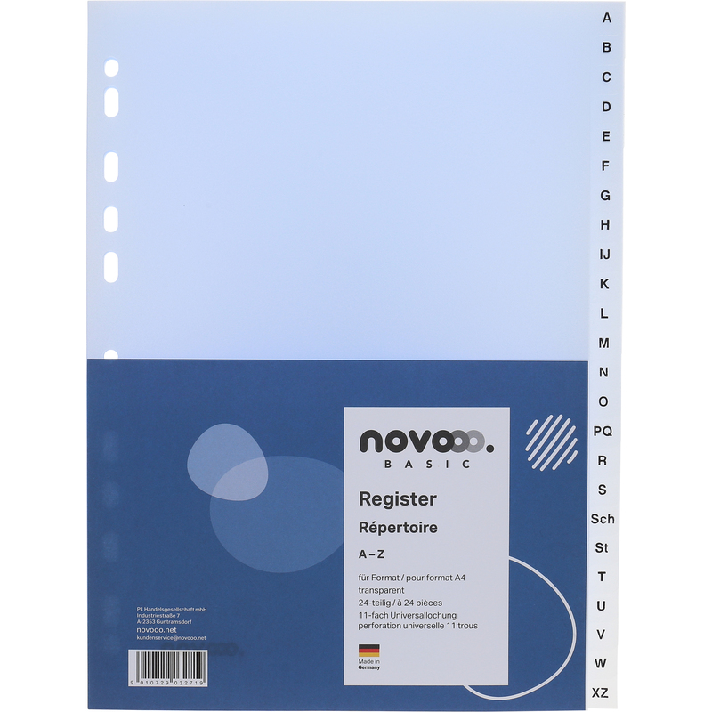 novooo Register Basic, transparent, A4, A-Z