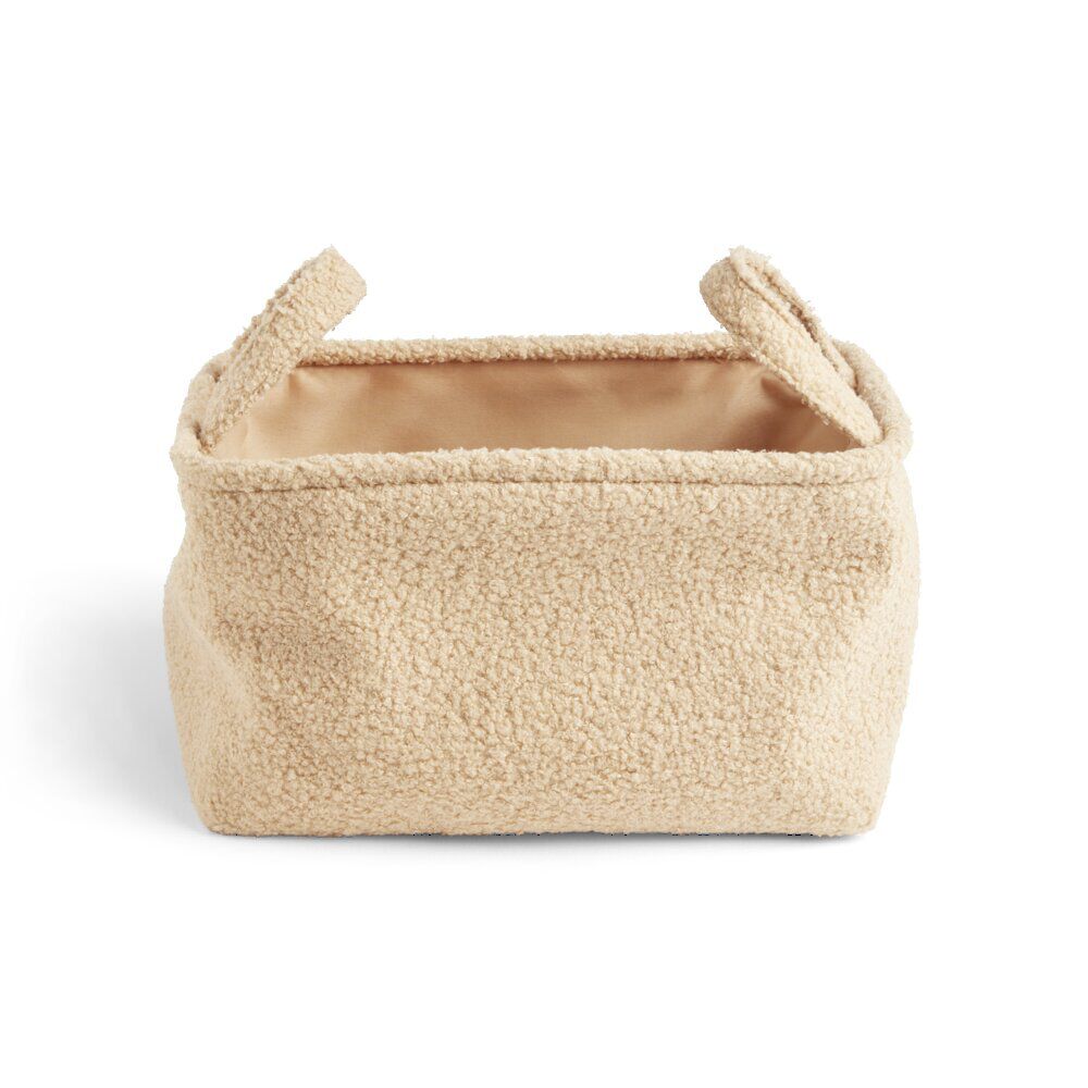 Panière laine bouclée beige 32x22xH18cm