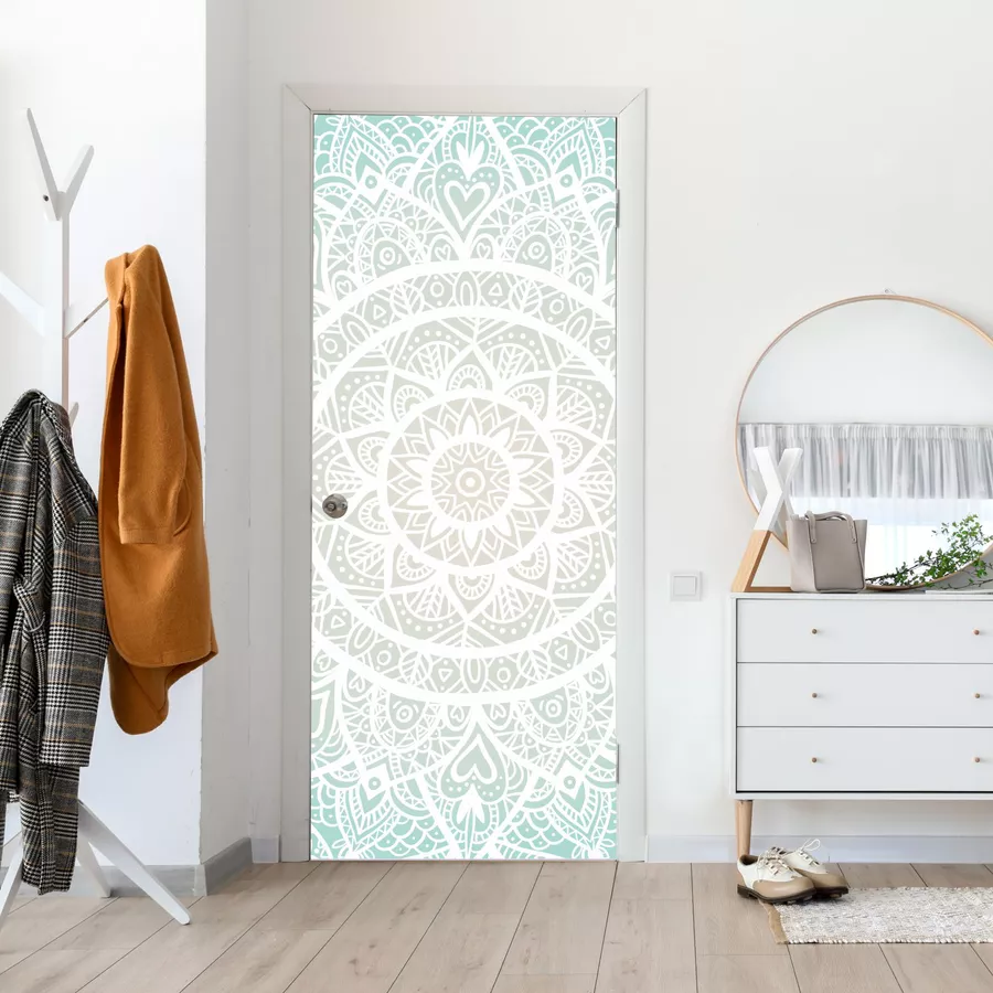 Nikima Türbild TB-19 selbstklebendes Türbild – Mandala Klebefolie Türposter bunt
