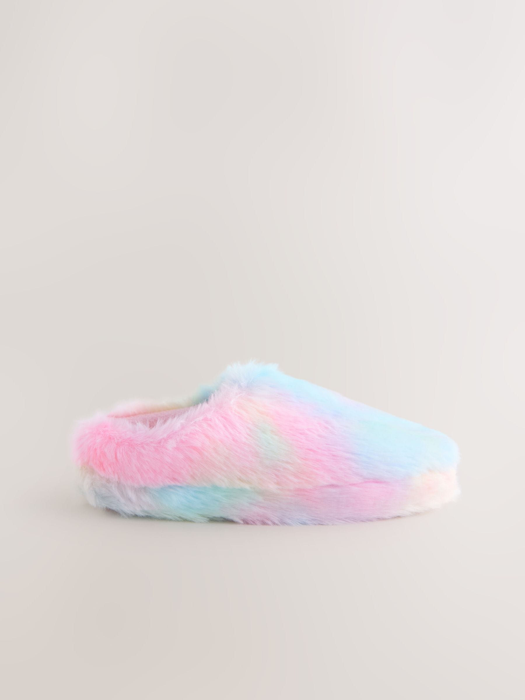 Regenboog - Pantoffels met imitatiebont