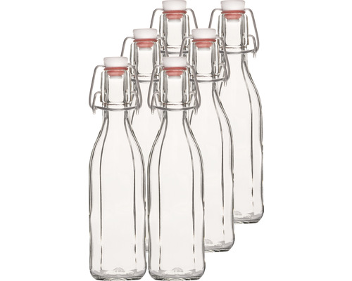 Sapfles, voorraadfles, meerzijdig, inclusief beugelsluiting, 250ml, 6 stuks.