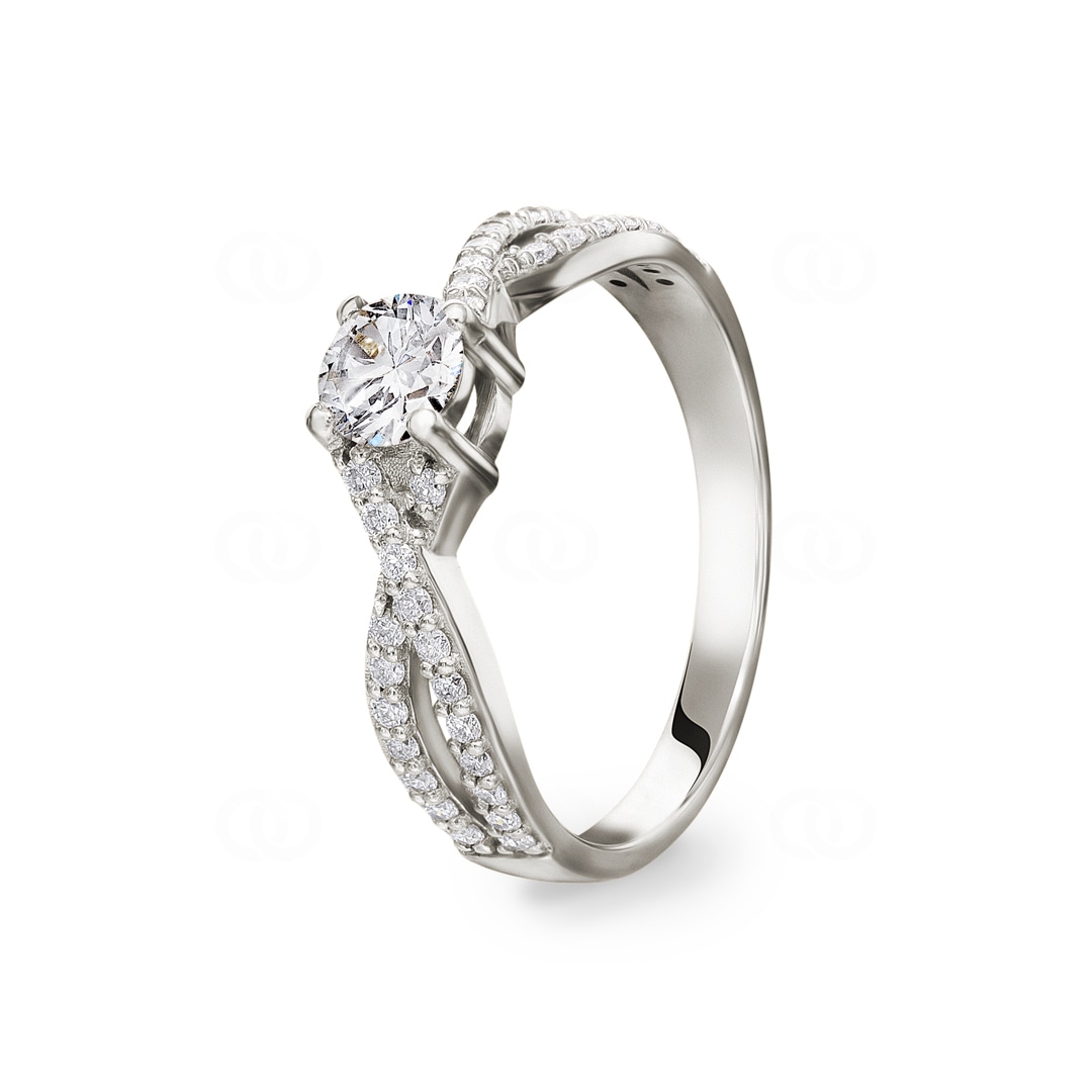 Verlobungsring 750/18 K Weissgold mit Diamanten 0.80 ct H/si