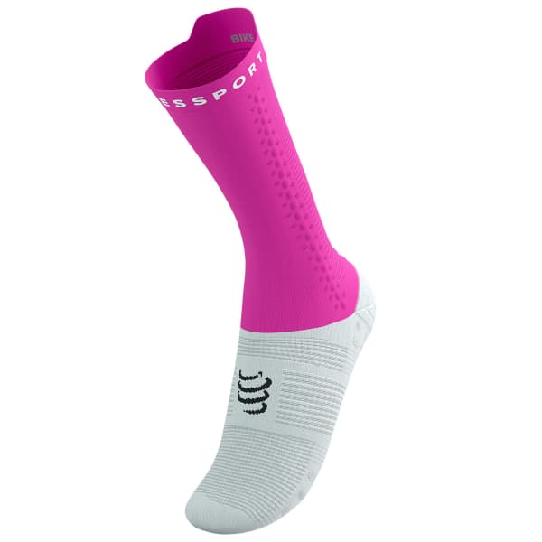 Chaussette vélo COMPRESSPORT PRO RACING SOCKS V4.0 BIKE WHITE/NEO PINK