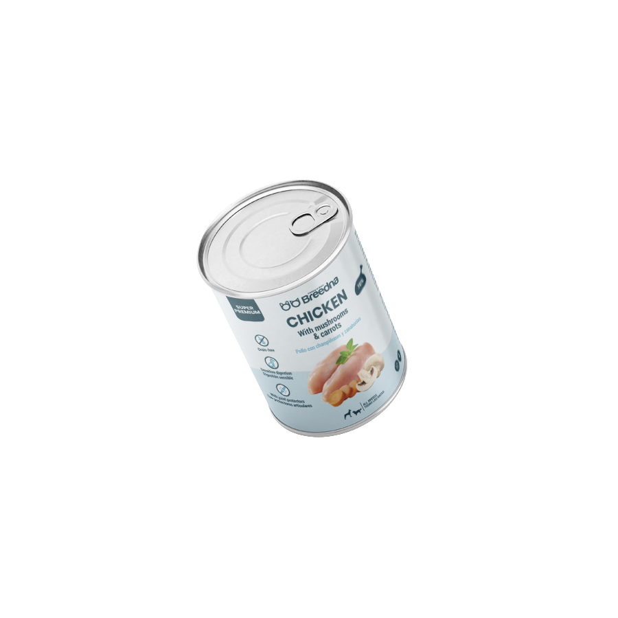 Ração úmida para frango Breedna (pacote com 12 latas)