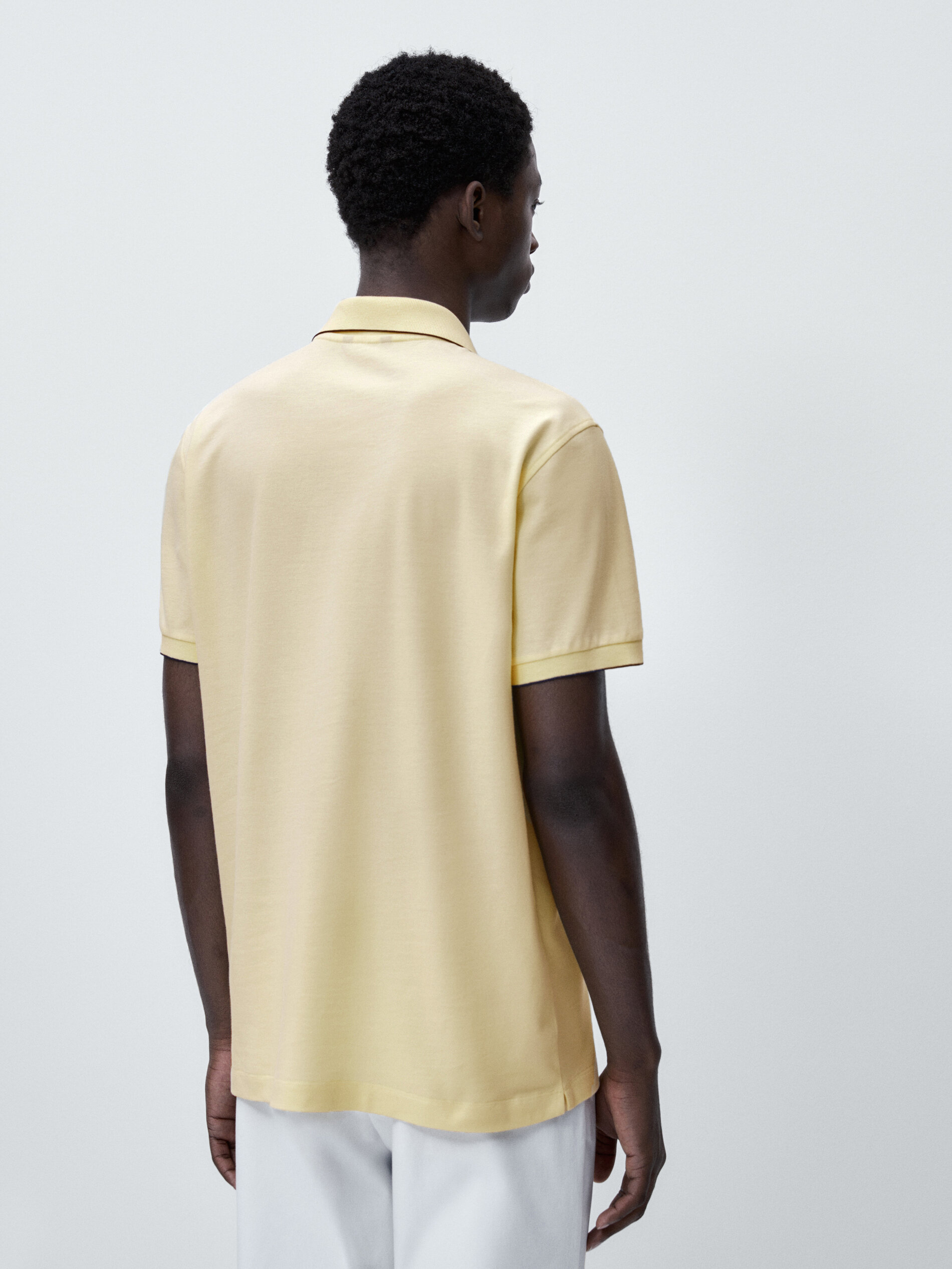 Polo piqué 100% algodão contraste - AMARELO