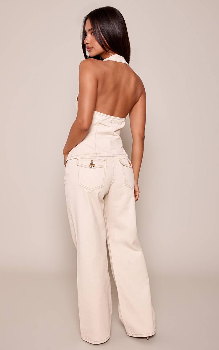 Ecru Jean Denim Évasé Petite Avec Détails De Finition