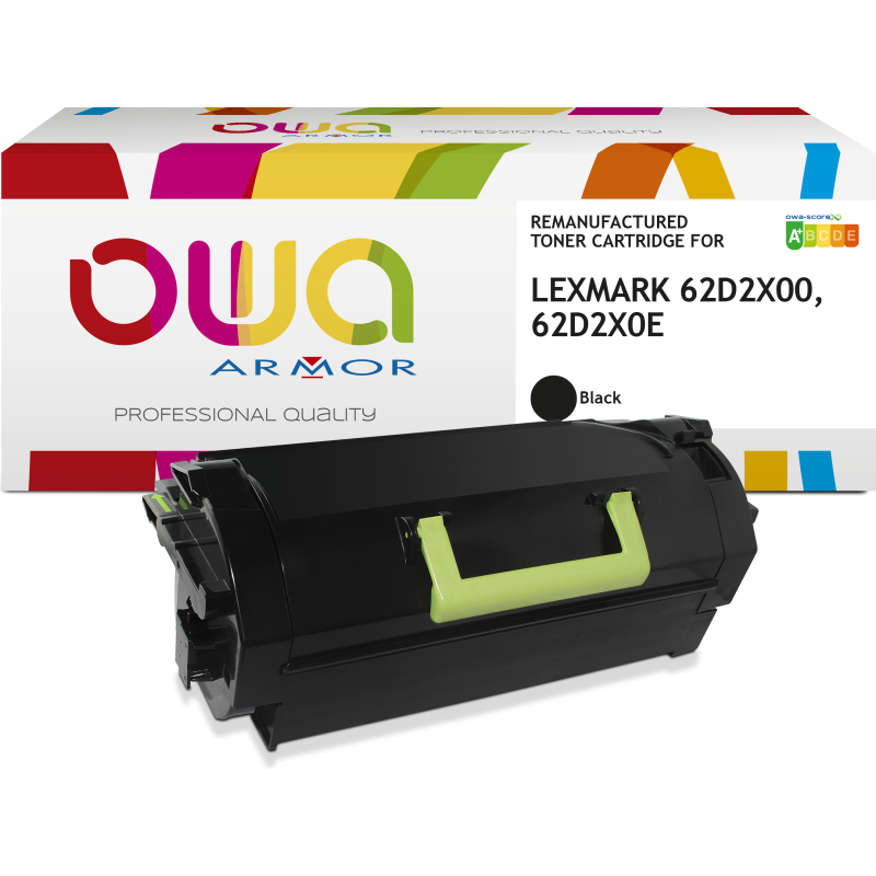 Toner remanufacturé OWA - haute capacité - Noir - pour LEXMARK 62D2X00, 62D2X0E