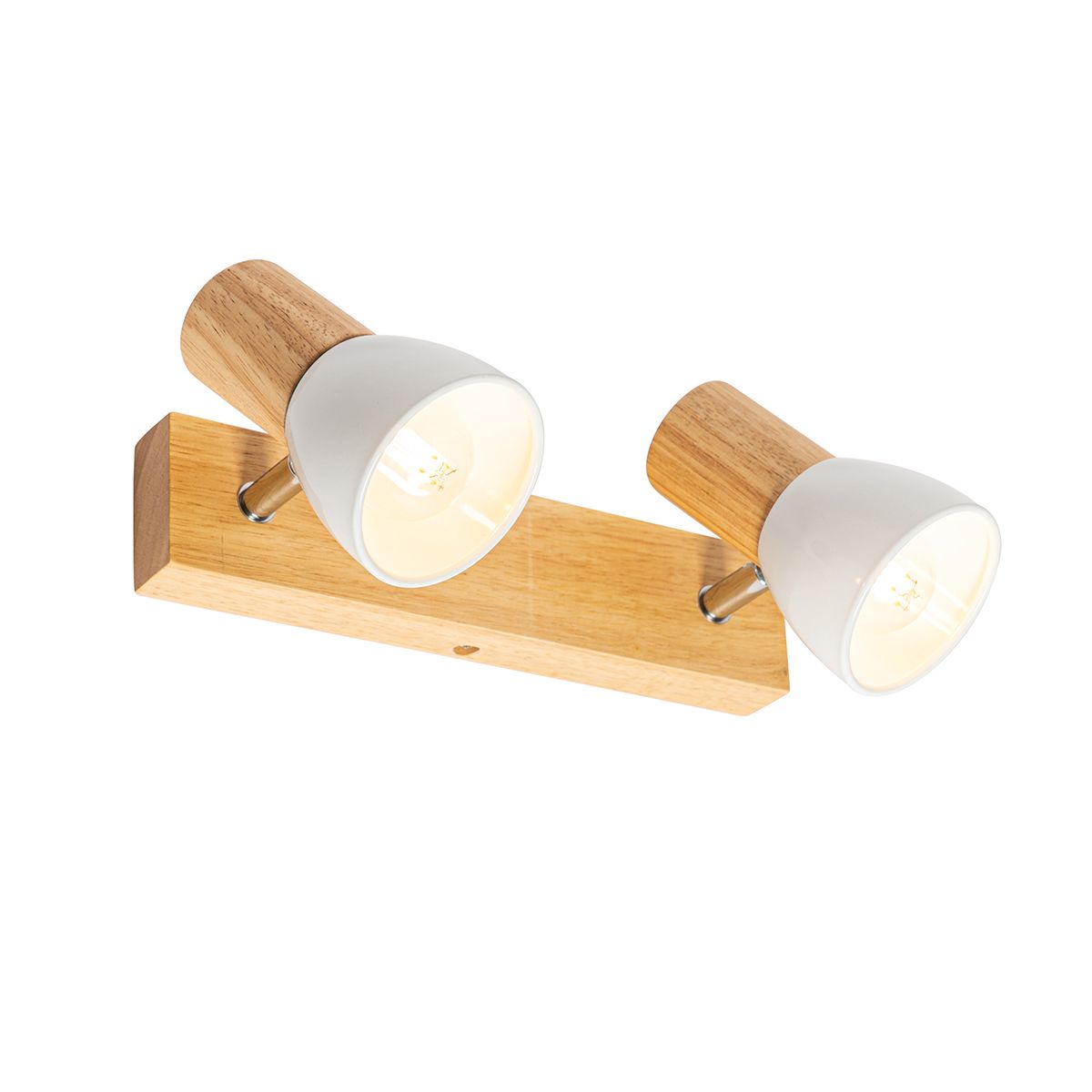 Plafondspot hout en wit 2-lichts verstelbaar - Thorin
