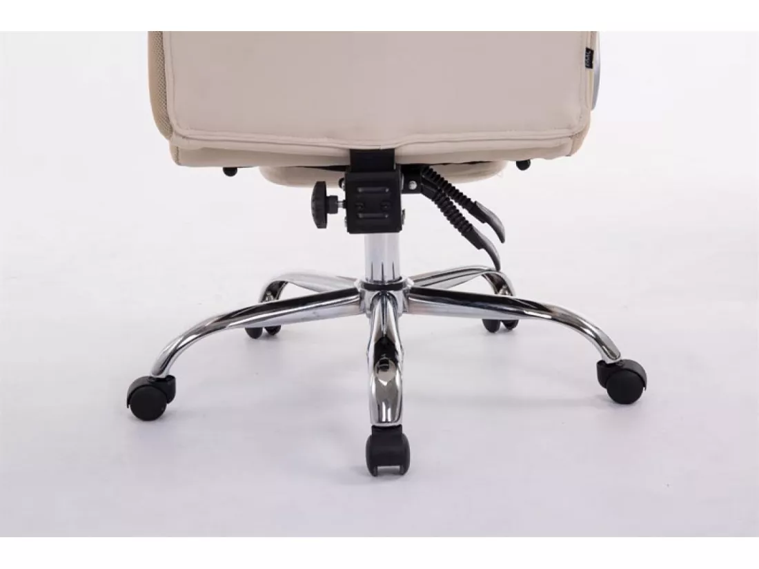 Chaise de bureau - Similicuir & Métal chromé - Crème - XL Troy