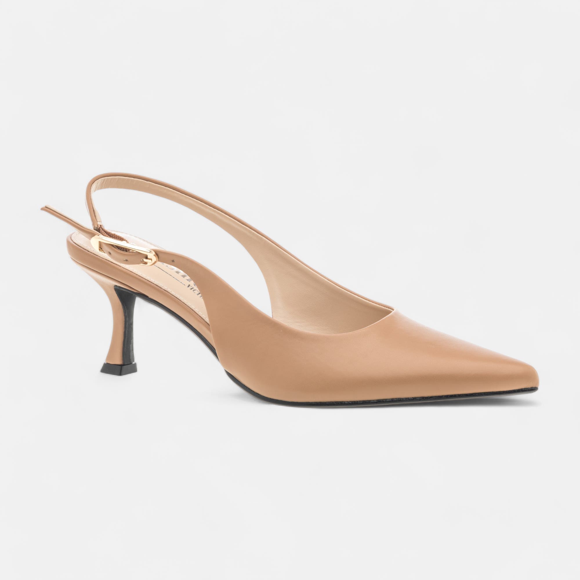 Escarpins avec bride arrière à talon Femme beige