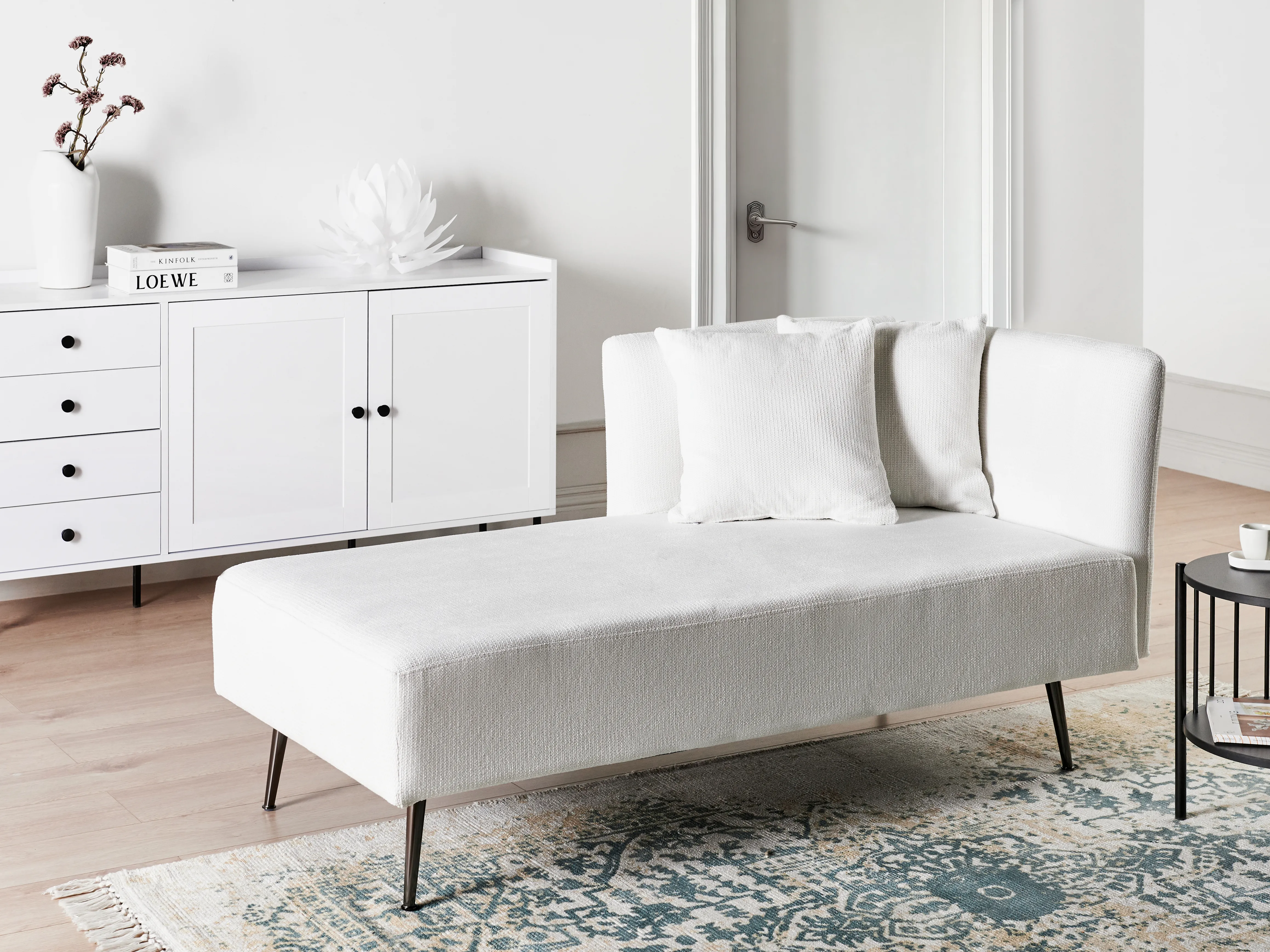 Rechtszijdige chaise longue RIOM Stof Wit