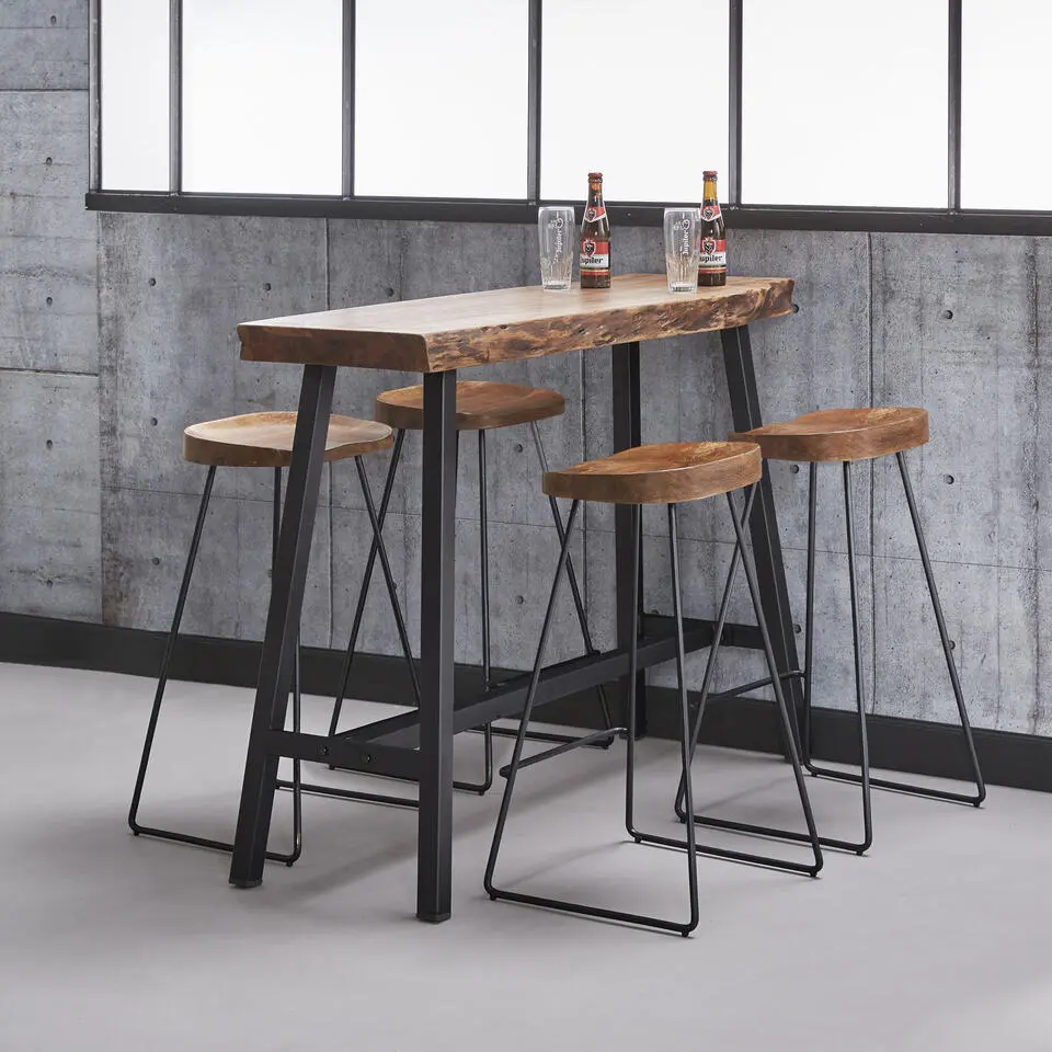 Hoyz - Bartafel Live Edge - 125cm Breed - 4 Personen - Hout - Bruin