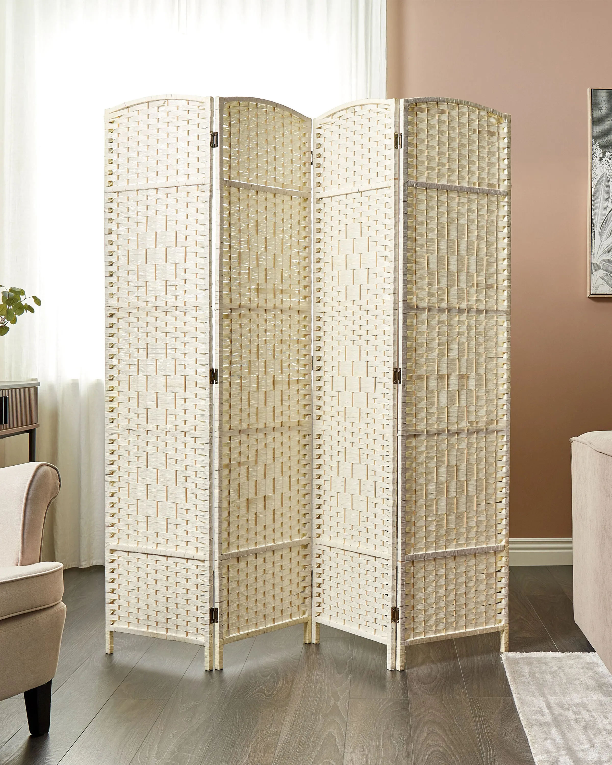 Roomdivider met 4 panelen LAPPAGO Lichtbeige 163 cm 170 cm