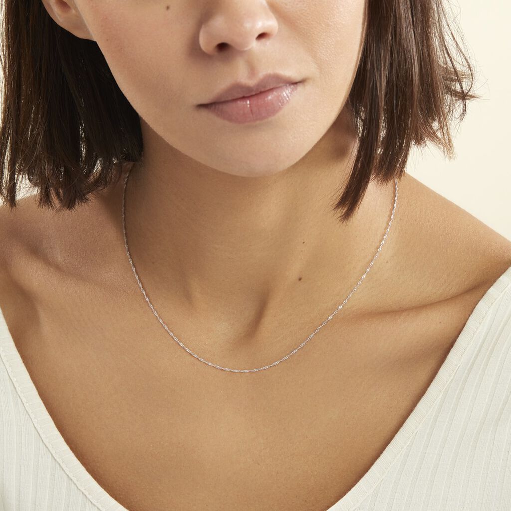 Chaîne Imanie Maille Singapour Or Blanc