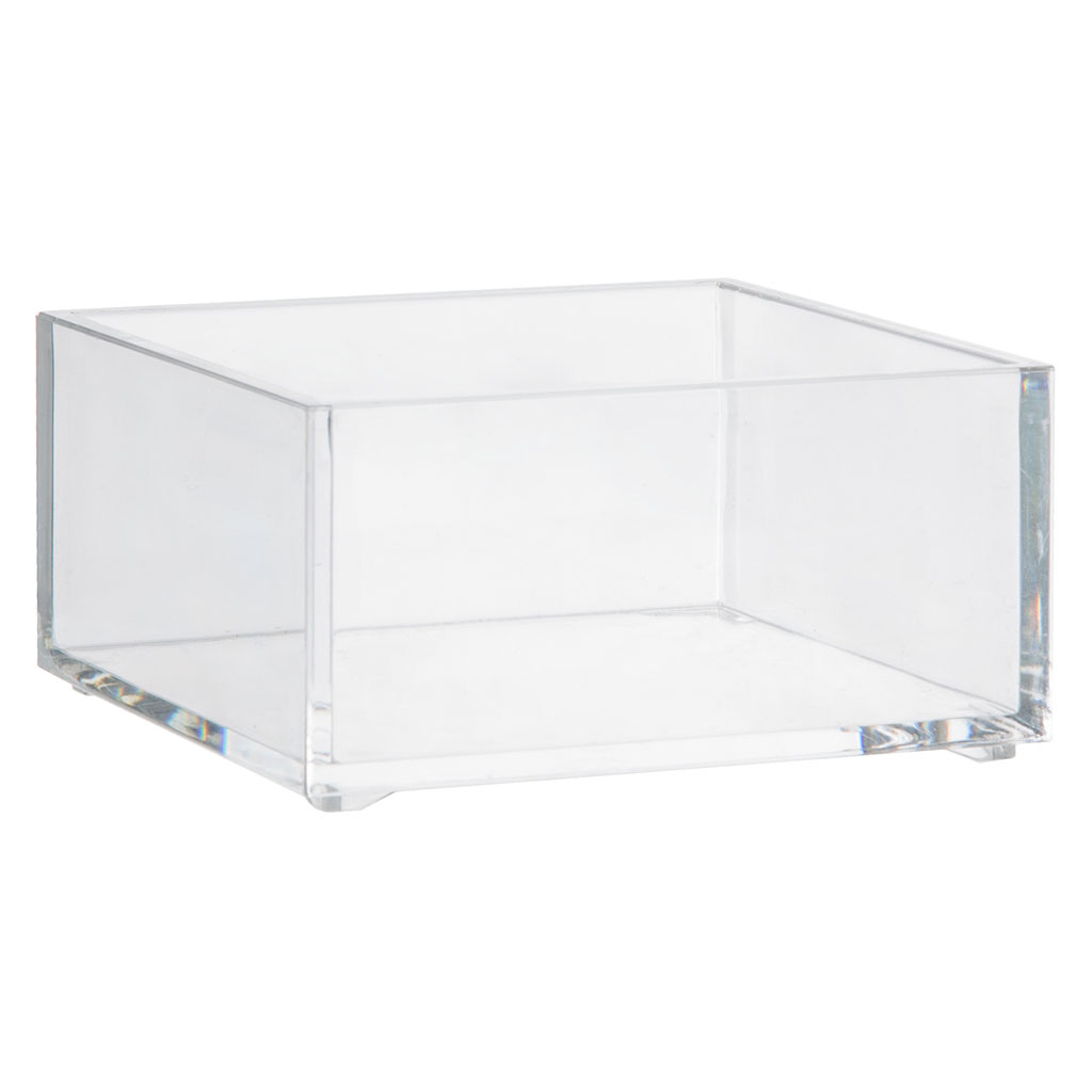 Plateau de rangement maquillage carré plastique transparent 9.65x4.8x9.65cm