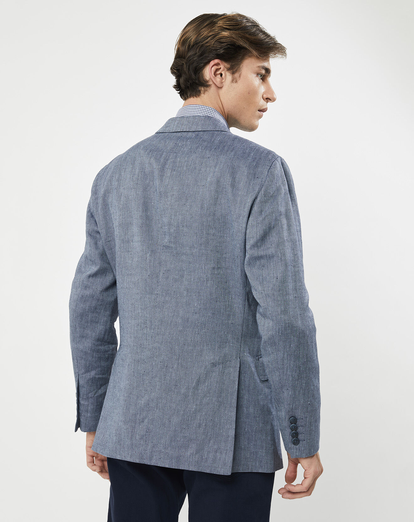 Hackett London Veste en Lin mélangé Armur imprimé chevon  bleue