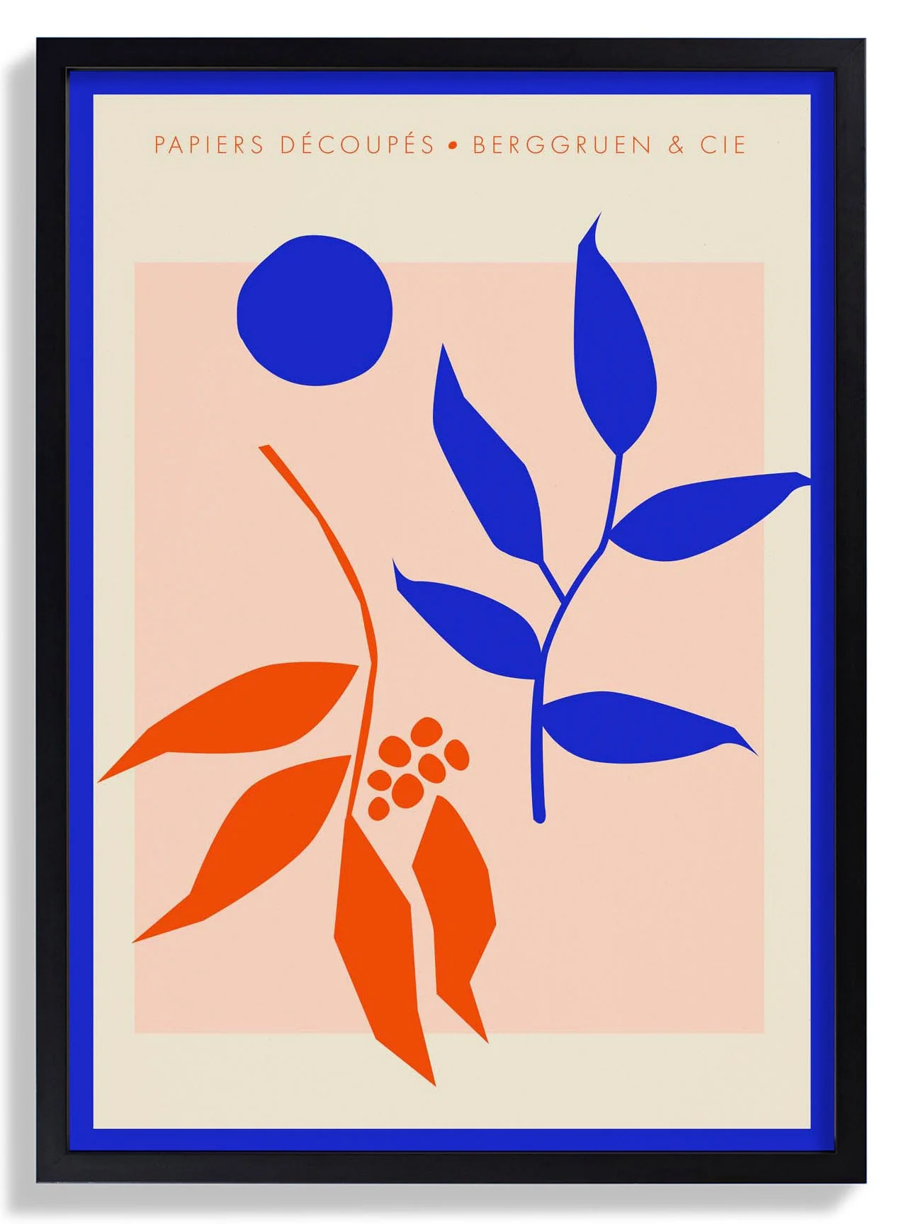 Äste Blau Orange Papiers Découpés Kunstausstellung