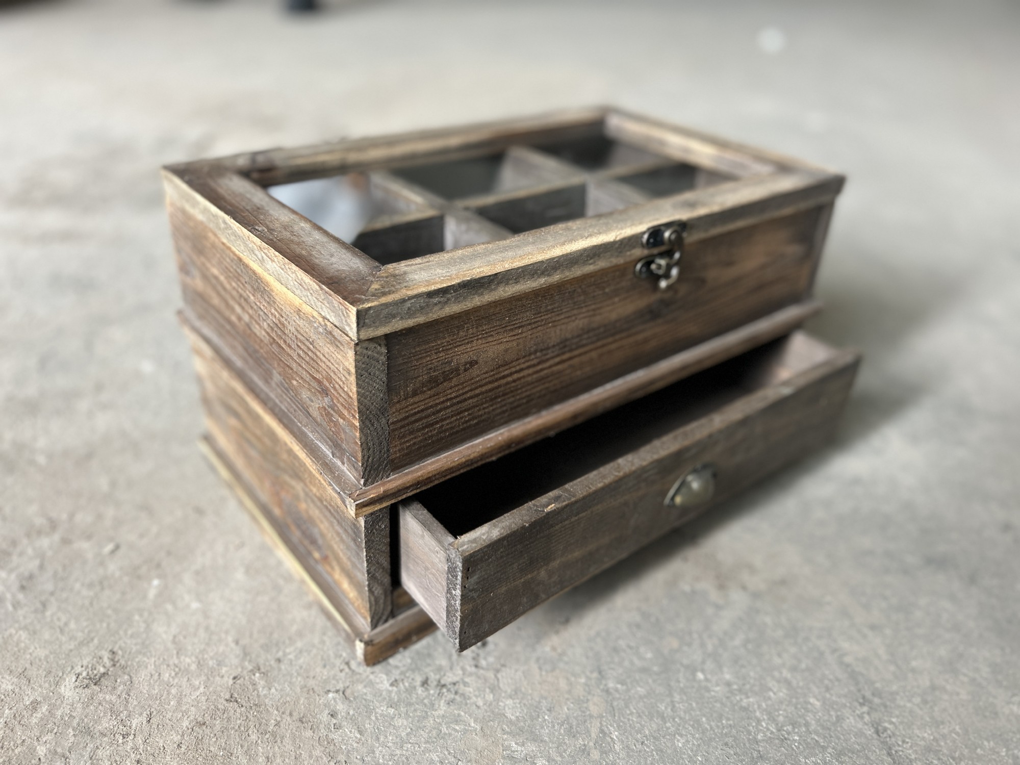Sortierkasten mit Schublade, aus recyceltem Holz, B 40,5 cm, L 25,5 cm, H 22,5 cm von fischer's lagerhaus
