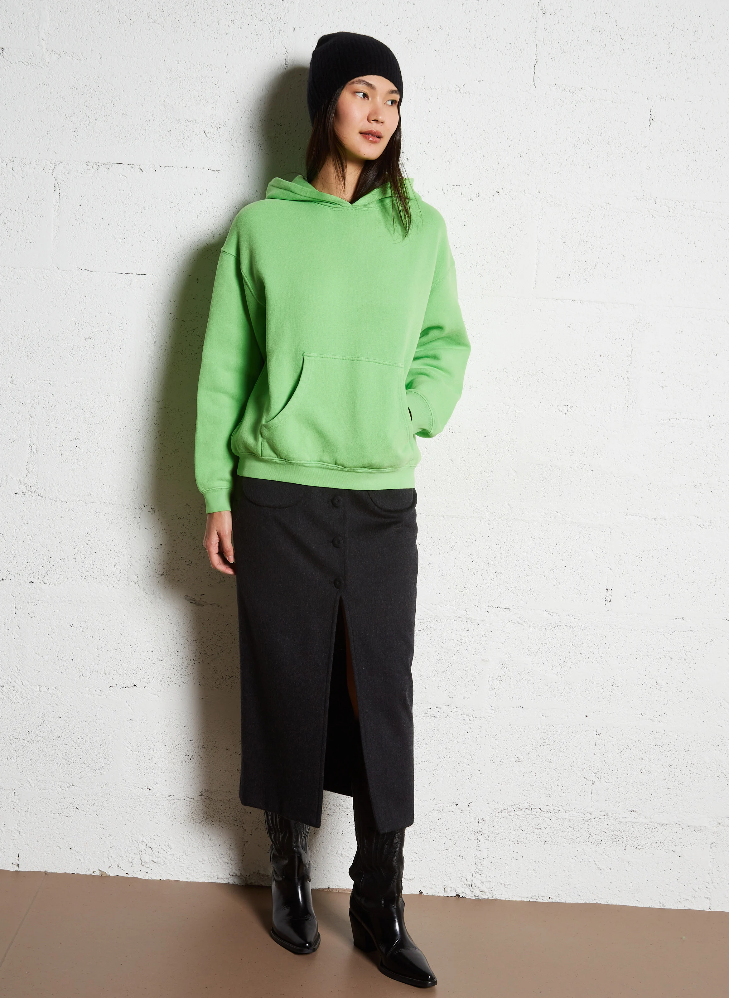 JAGGER - Jupe crayon midi en laine vierge mélangée | Gris