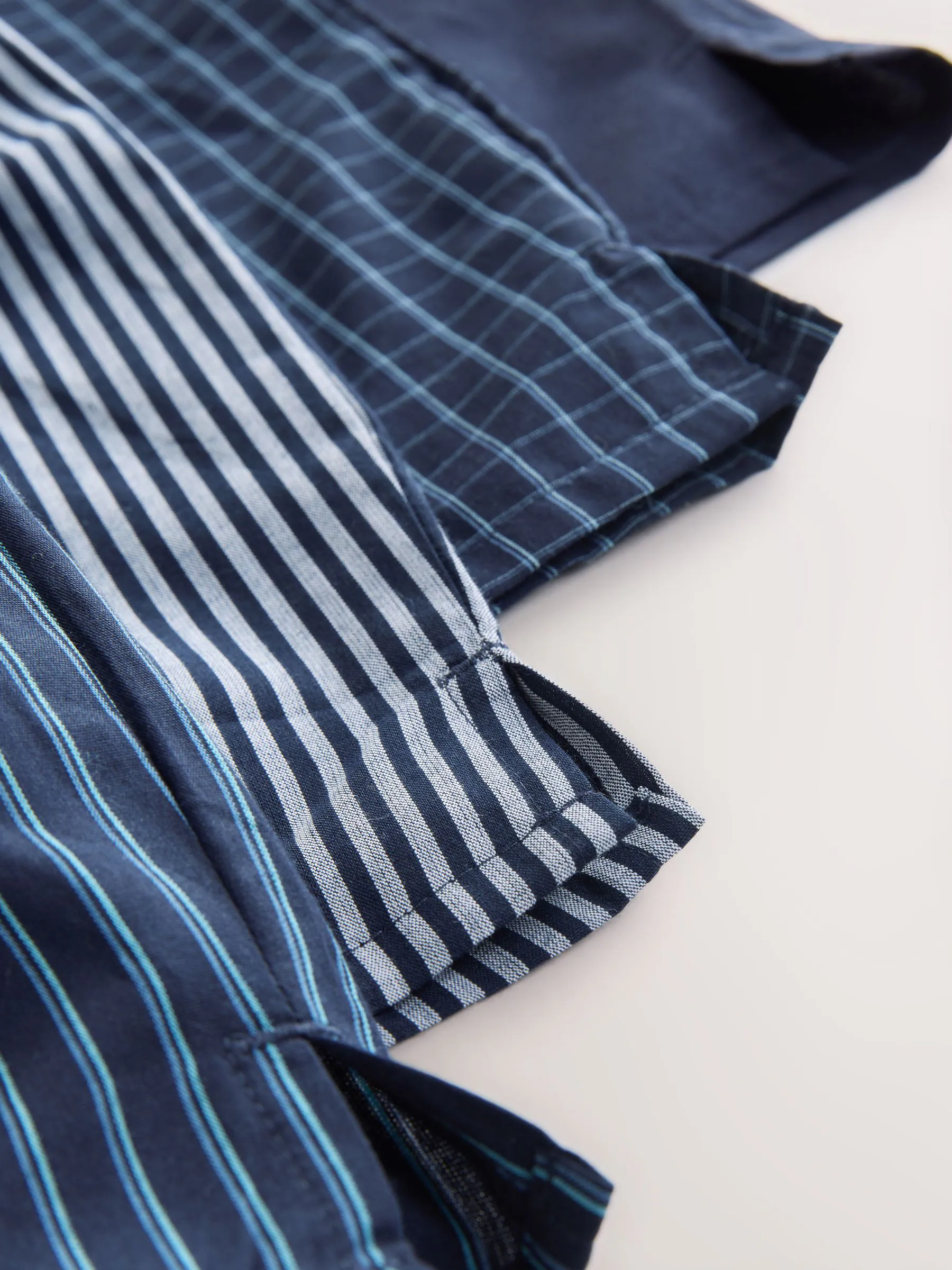 Marineblauw gemengd patroon - Verpakking van 8 - Geweven boxershorts van puur katoen