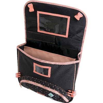Cartable Mr Wonderful 38 cm - 2 compartiments - gris chiné et corail - Oberthur