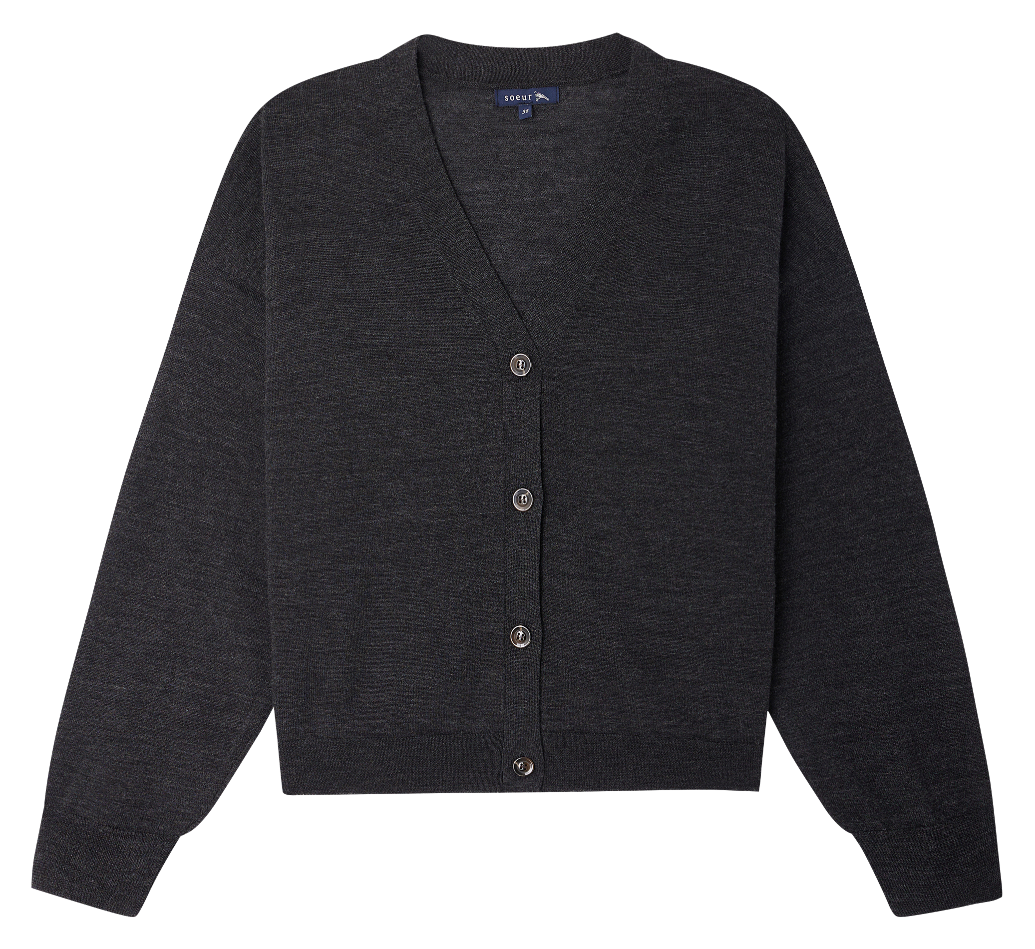IDEM - Cardigan à col V en laine| Gris
