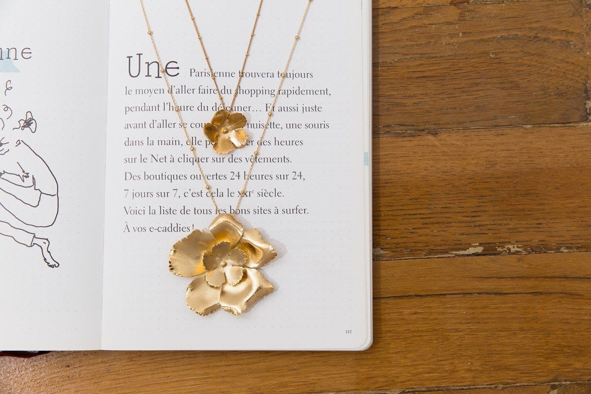 sautoir fleurs doré à l'or fin - ORPHÉE