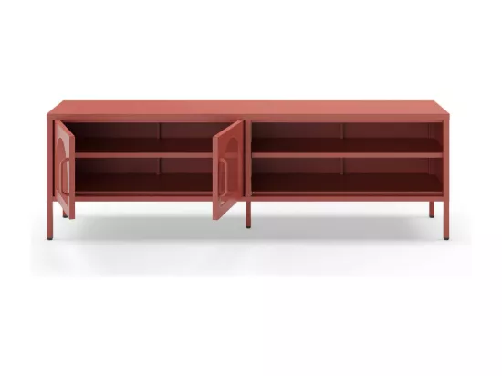 Zio - Meuble TV 2 portes en métal L160cm - Terracotta