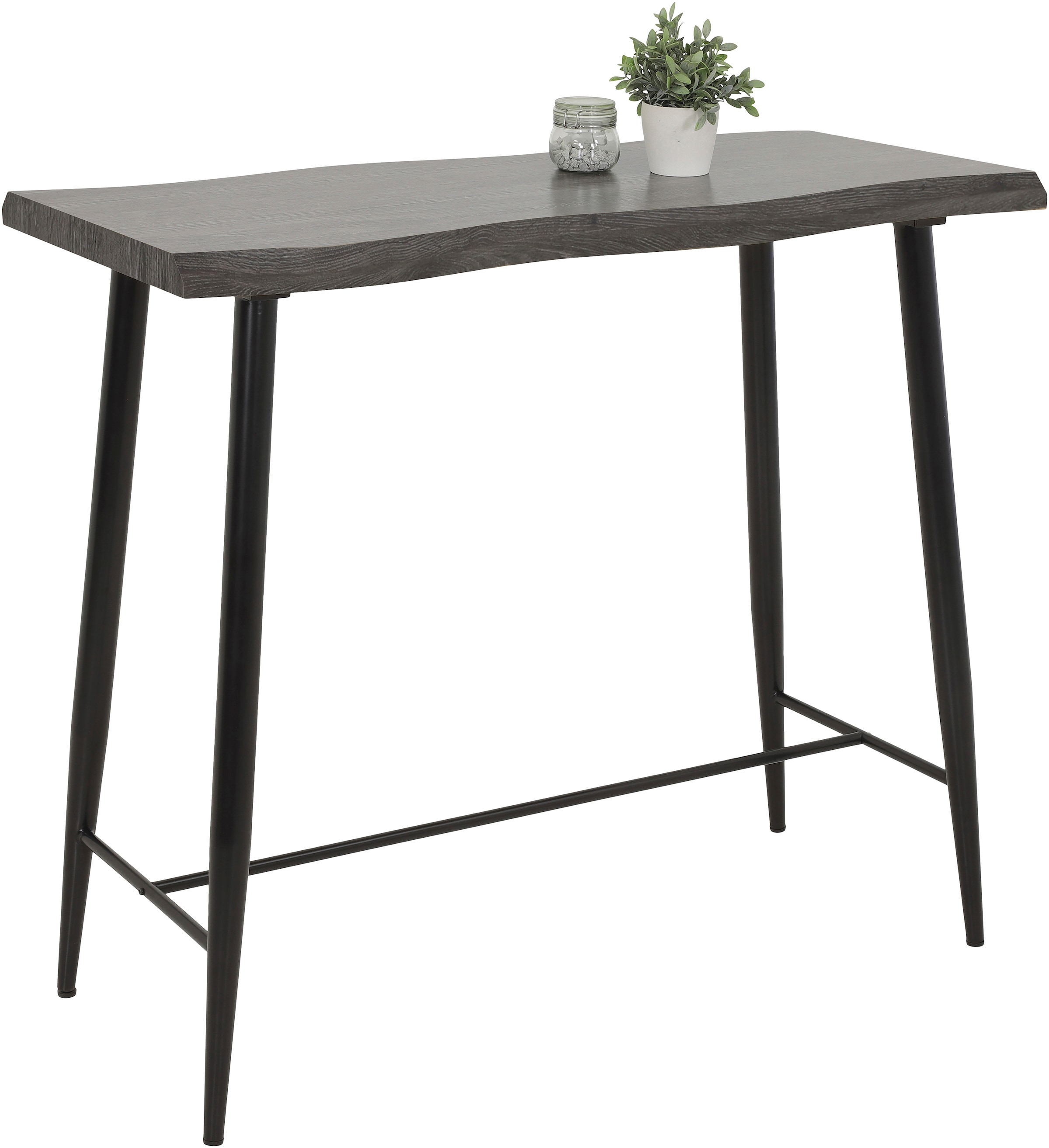 HELA Bartisch »GABI« Baumkantentisch, 120 cm Breite, Industrial Design, Wildeiche oder Grau