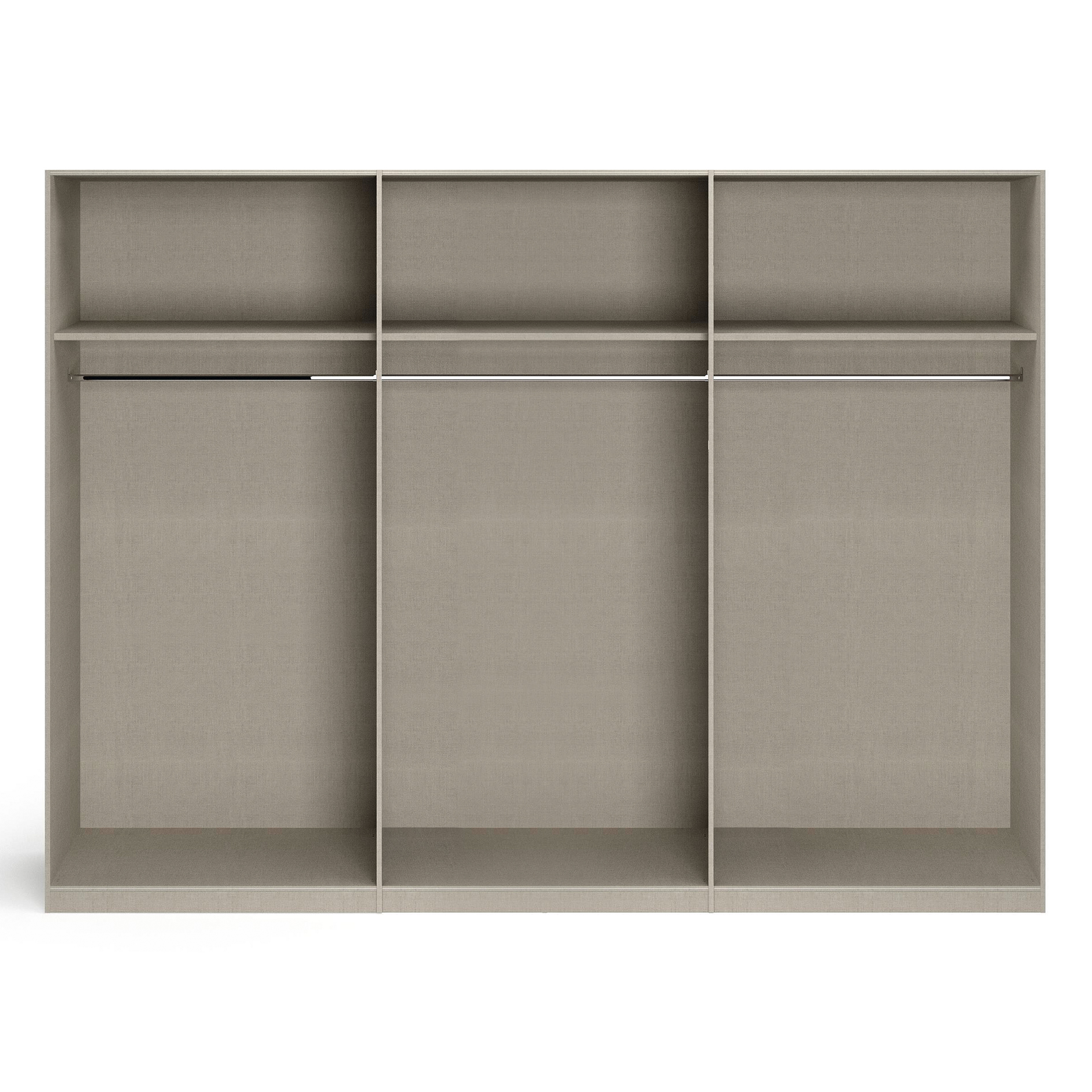 Drehtürenschrank - alpinweiß-seidengrau - Kristallglasspiegel - 6-türig - 271x210 cm