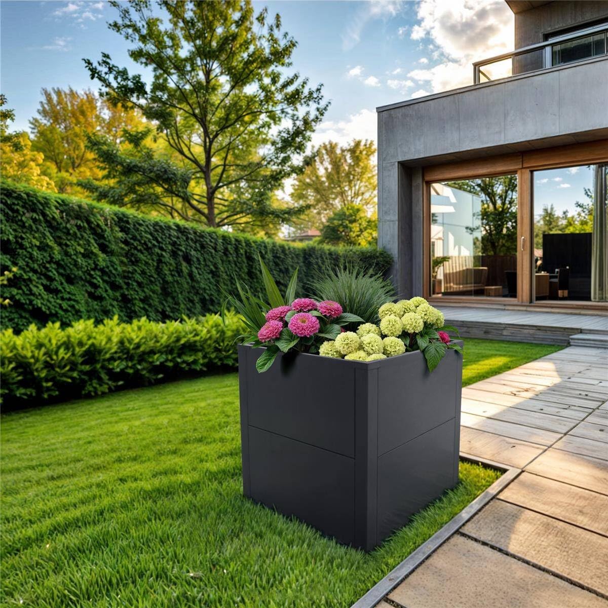 Metzler Hochbeet für den Garten oder Balkon – Stahl in Eisenglimmer | Witterungsbeständiges Metall-Gartenbeet, Pflanzenbeet, Blumenhochbeet | 50 x 50 x 50 cm