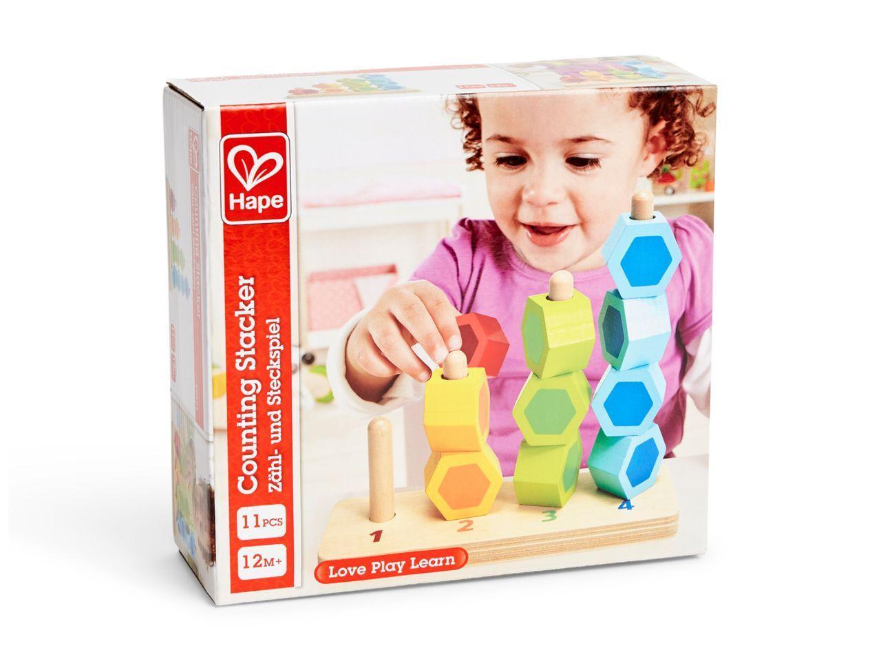 Zähl- und Steckspiel aus Holz in bunt