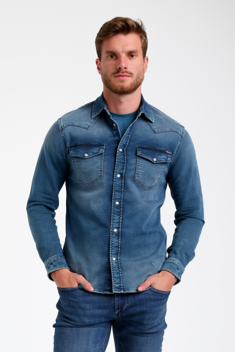 Gabbiano blauwe heren overhemd