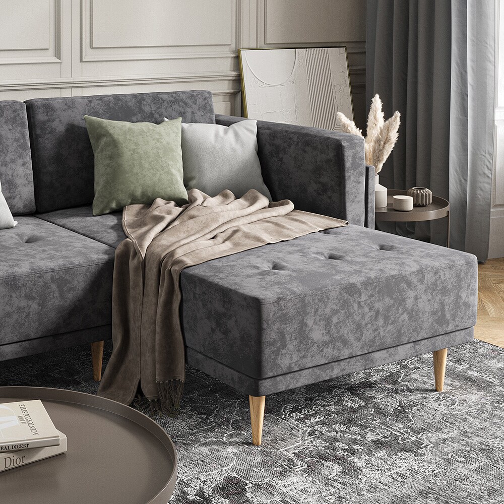 VitaliSpa Ecksofa Schlafsofa Gästesofa Cali Anthrazit Schlaffunktion 236 x 97 cm modern Wohnzimmer Sofa Wohnzimmercouch Boxspringsofa Loungesofa Loungeecke Schlafcouch Taschenfederkern ausziehbar