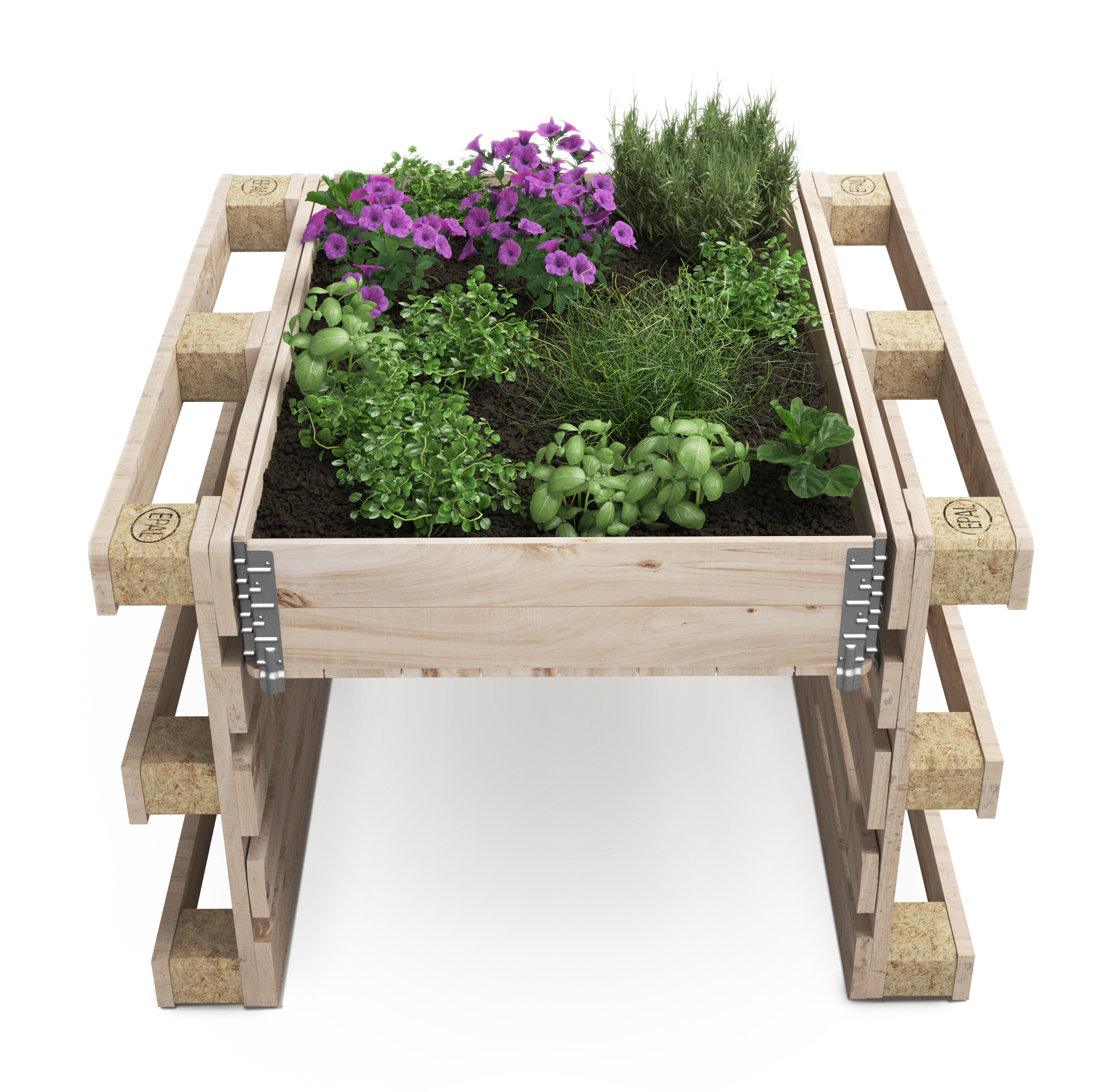 Hochbeet mit 2 Paletten Holz 120 x 109 x 80 cm