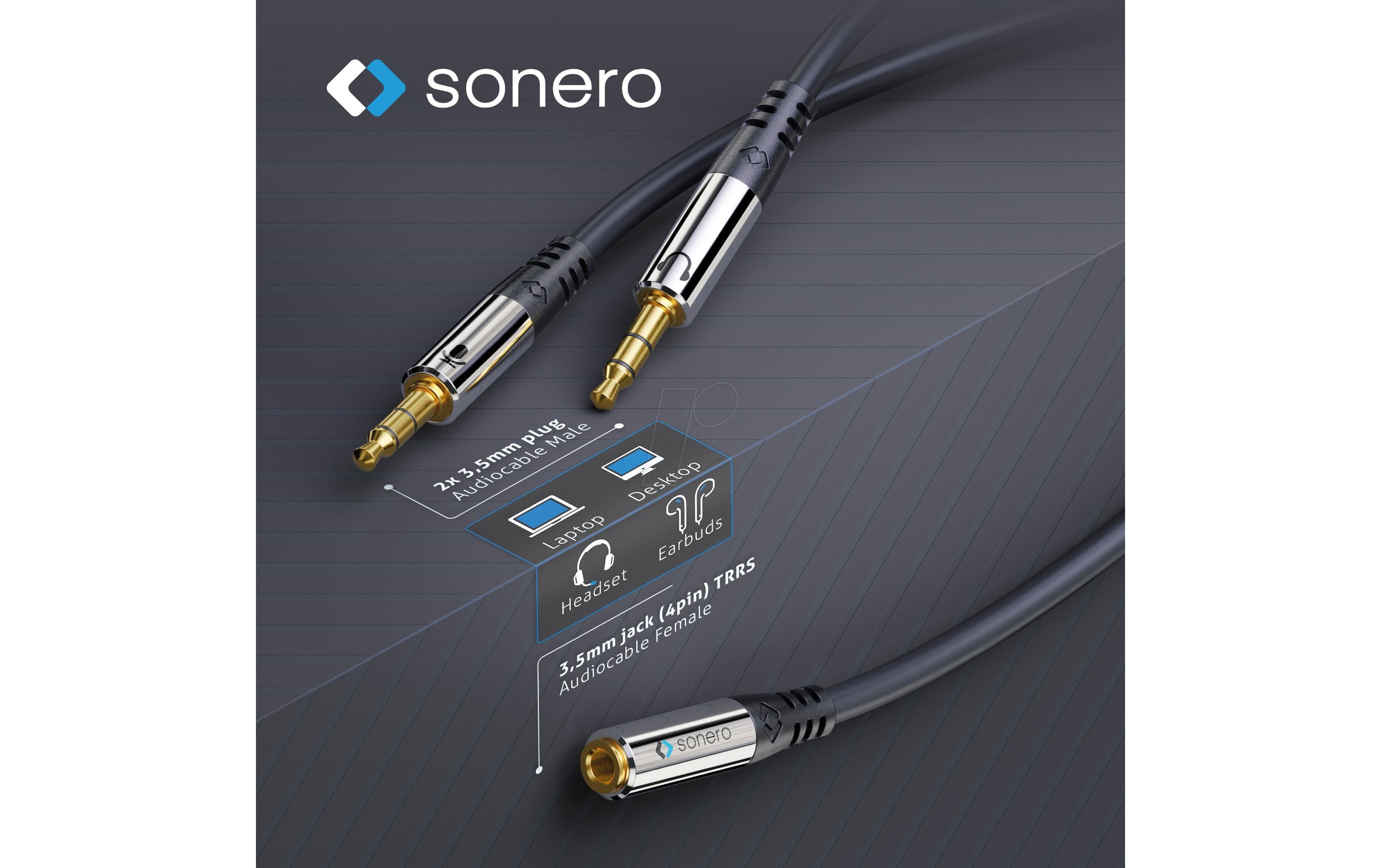 2x 3.5mm auf 3.5mm Audio Adapter 0.25 mAudioadapter SONERO, 0.20 m, 2x Klinkenstecker auf Klinkenbuchse
