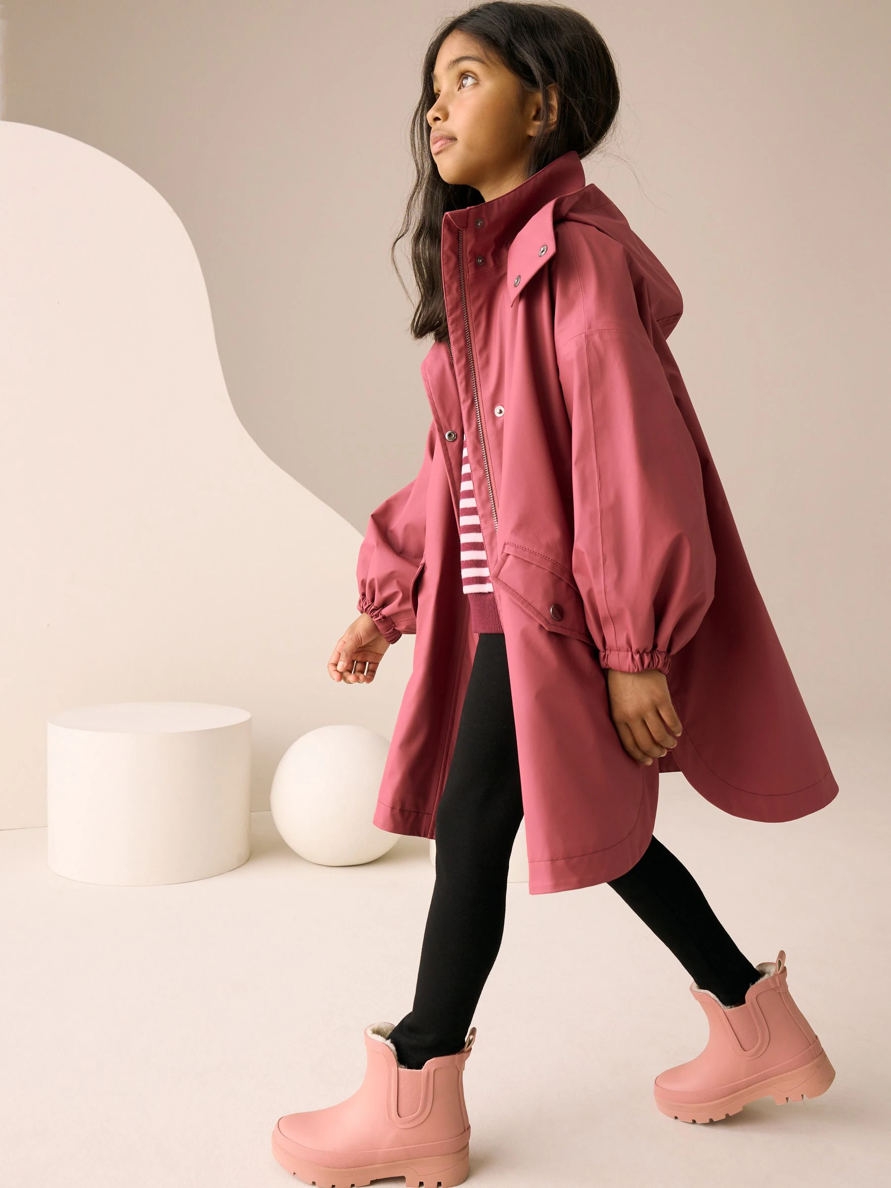 Bessenrood - Waterdichte frambooskleurige trenchcoat (3-16jr)