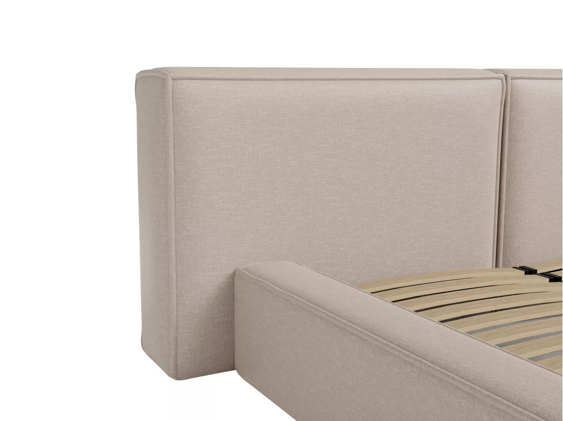Lit coffre 140 x 190 cm - Tissu - Beige - TIMANO de Pascal Morabito