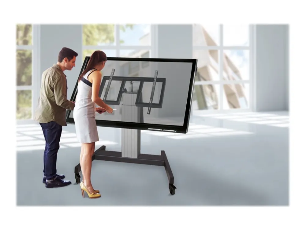 Neomounts PLASMA-M2500T - Vogn med hjul - motoriseret - for fladt panel/AV-udstyr - sølv, RAL 9006, hvid aluminium - skærmstørrelse: 42