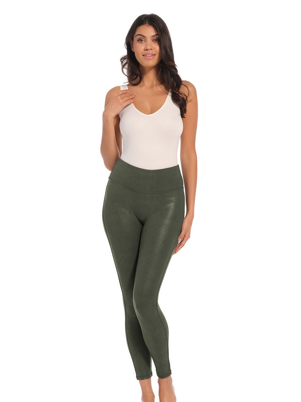 MAGIC Bodyfashion Leggings »Leather Look Legging«  hoch tailliertes Design, keine vordere Mittelnaht