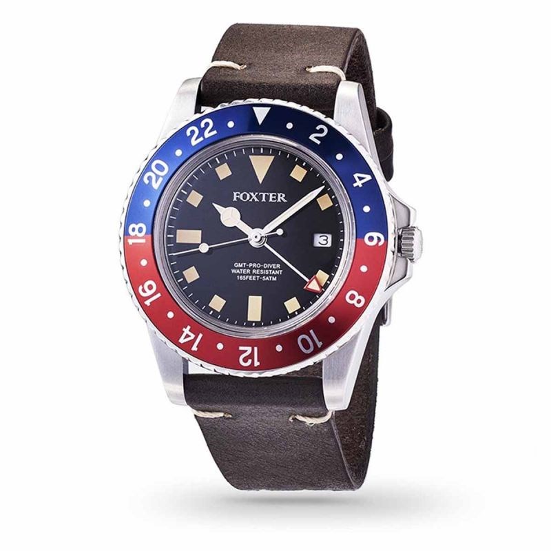 Montre Homme Foxter Sixties bracelet cuir noir, boitier acier et fond noir - SIXTIES4