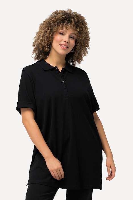 Poloshirt, Piqué, Polokragen, Samt-Knopfleiste, Halbarm