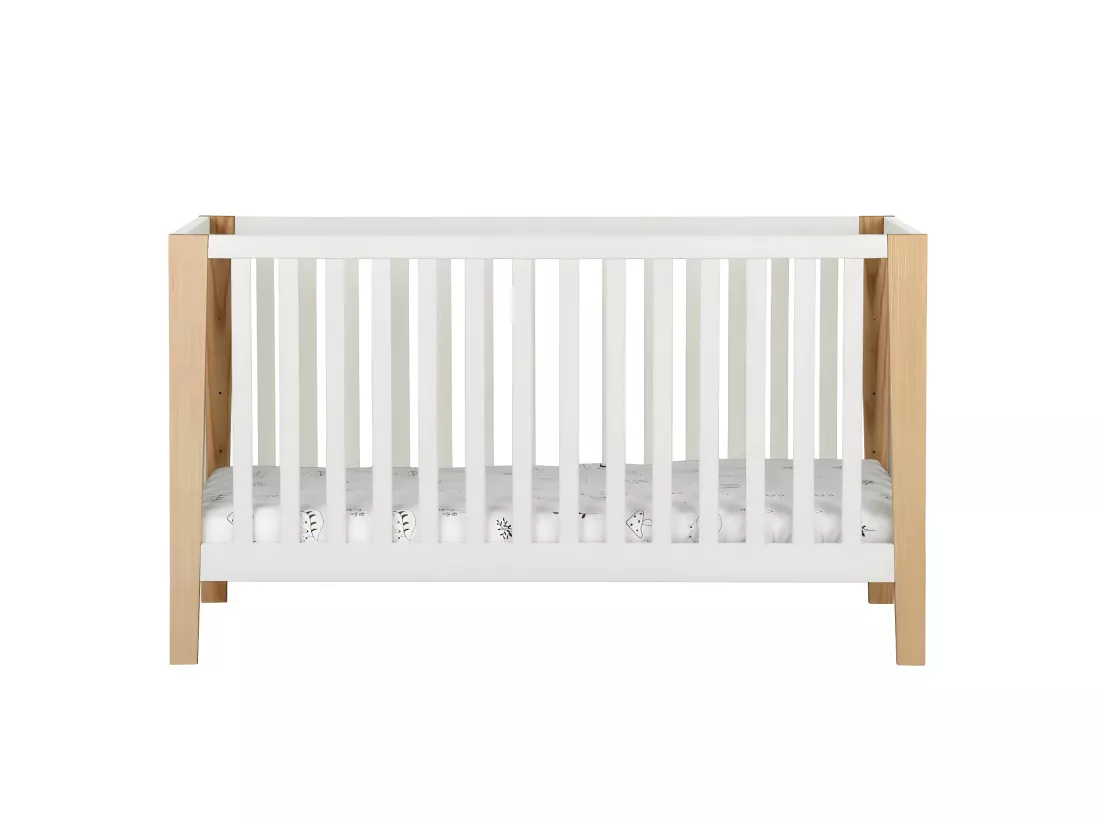 Lit bébé 70x140 cm bois massif blanc et bois OLYMPE