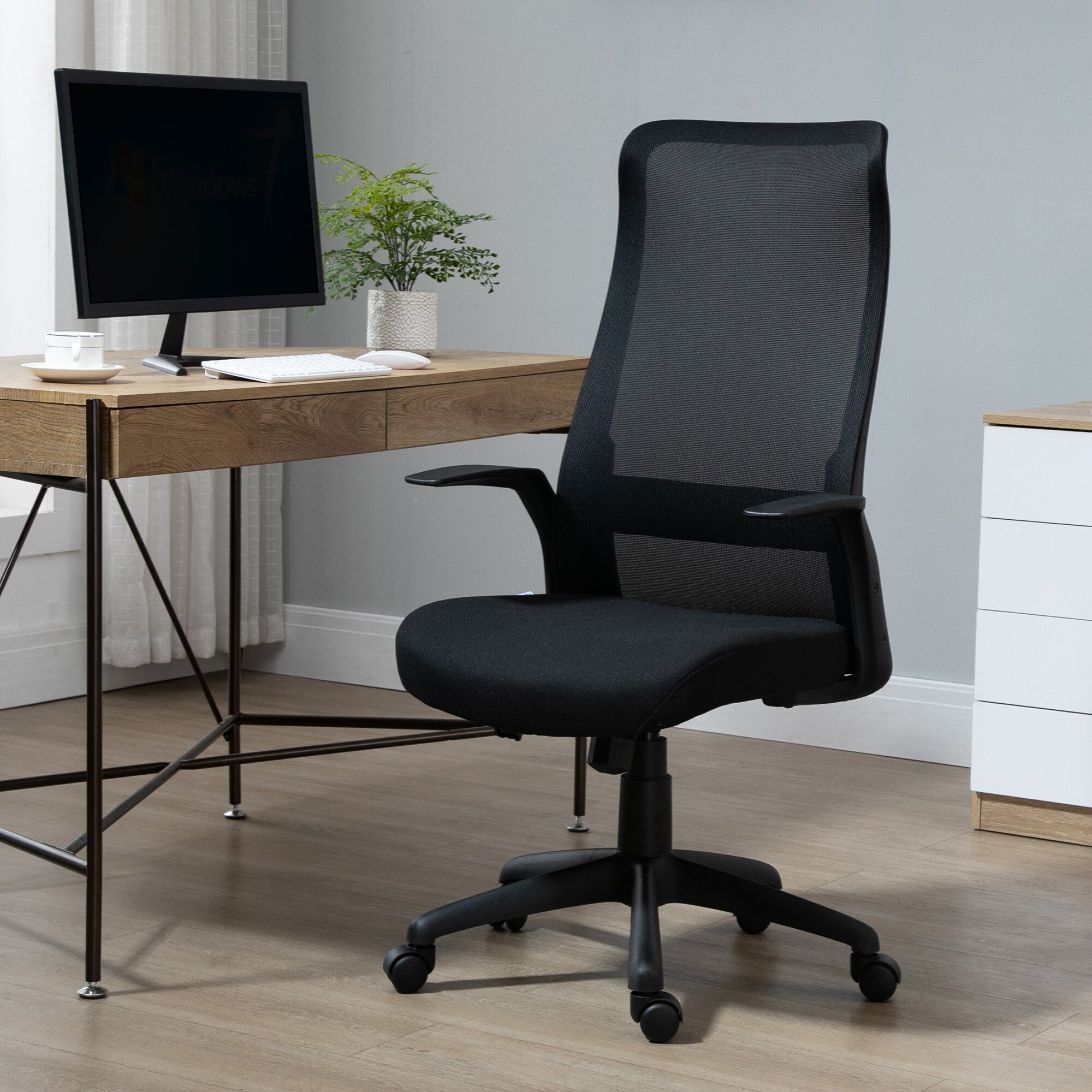 Vinsetto Bürostuhl ergonomisches liniendesign, atmungsaktiv, highend-Gas-lift Schwarz 62 x 62 x 113-122 cm (BxTxH)