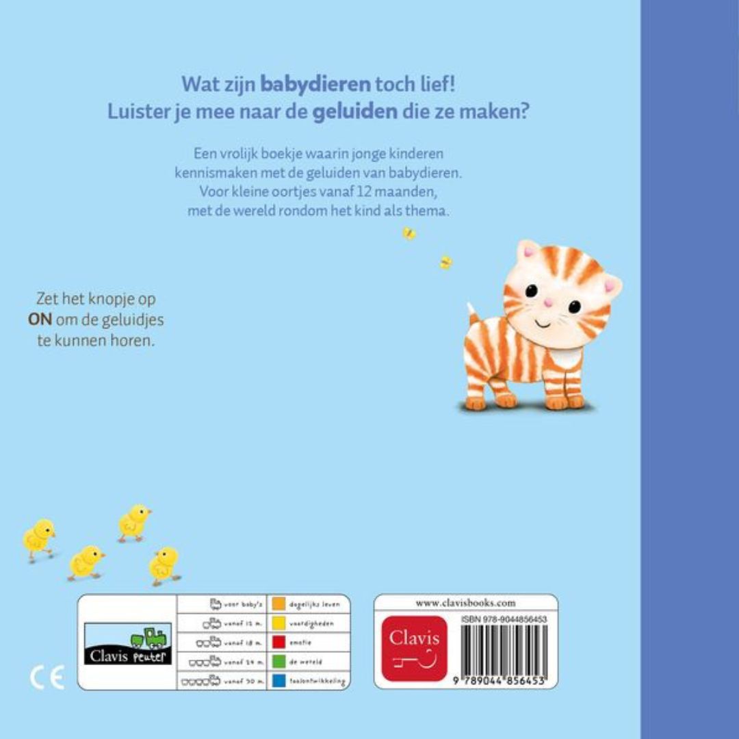 Uitgeverij clavis geluidenboekje babydieren